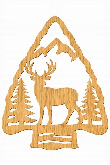 Arrowhead Deer Silhouette – Natural Light Oak