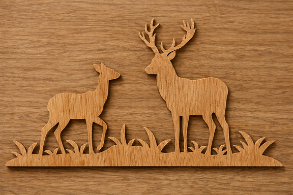 Woodland Deer Silhouette – Natural Light Oak